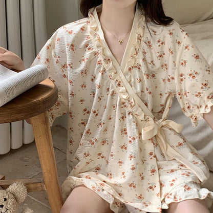 Ownkoti Country Style Floral Ruffle Sleeve Pajamas - image 7