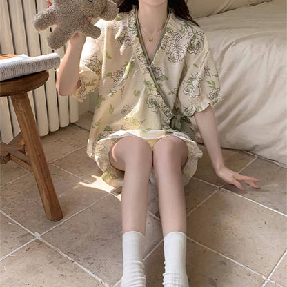 Ownkoti Artistic Rose Ruffle Sleeve Pajama Set - image 3