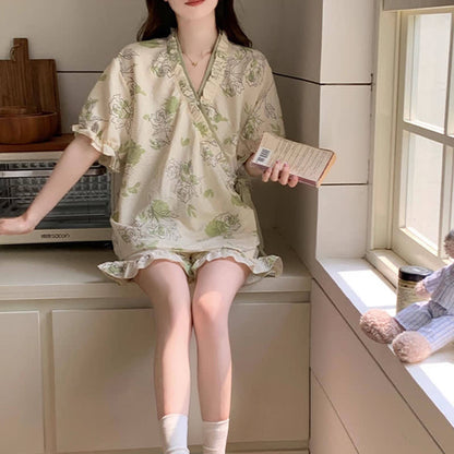 Ownkoti Artistic Rose Ruffle Sleeve Pajama Set - image 4