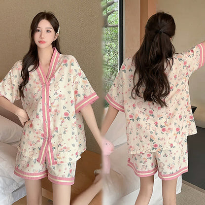 Ownkoti Floral Bunny Short Sleeve Pajama Set - image 2