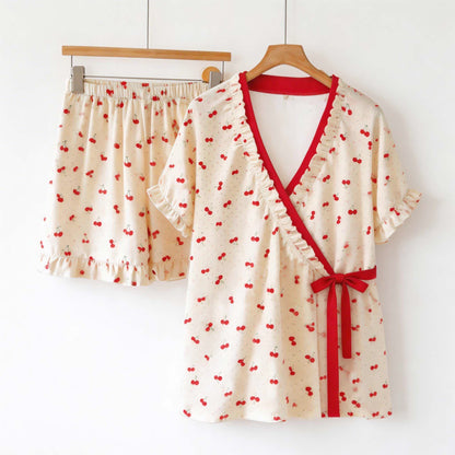 Ownkoti Cherry Polka Dot Ruffle Sleeve Pajamas - image 3