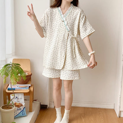 Ownkoti Short Sleeve Kimono Floral Cotton Pajama Set - image 9