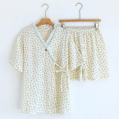 Ownkoti Short Sleeve Kimono Floral Cotton Pajama Set - image 8