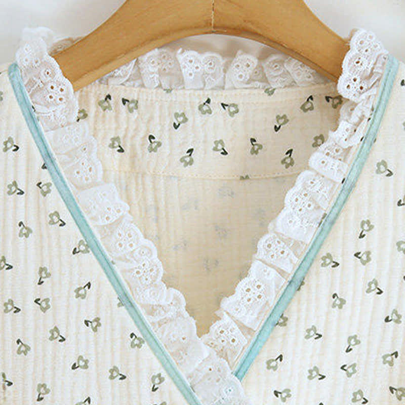 Ownkoti Short Sleeve Kimono Floral Cotton Pajama Set - image 13