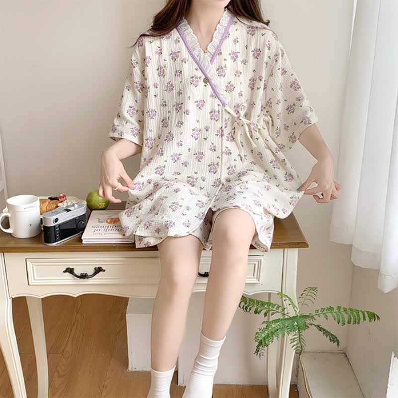 Ownkoti Refresh Floral Kimono Cotton Pajama Set - image 4