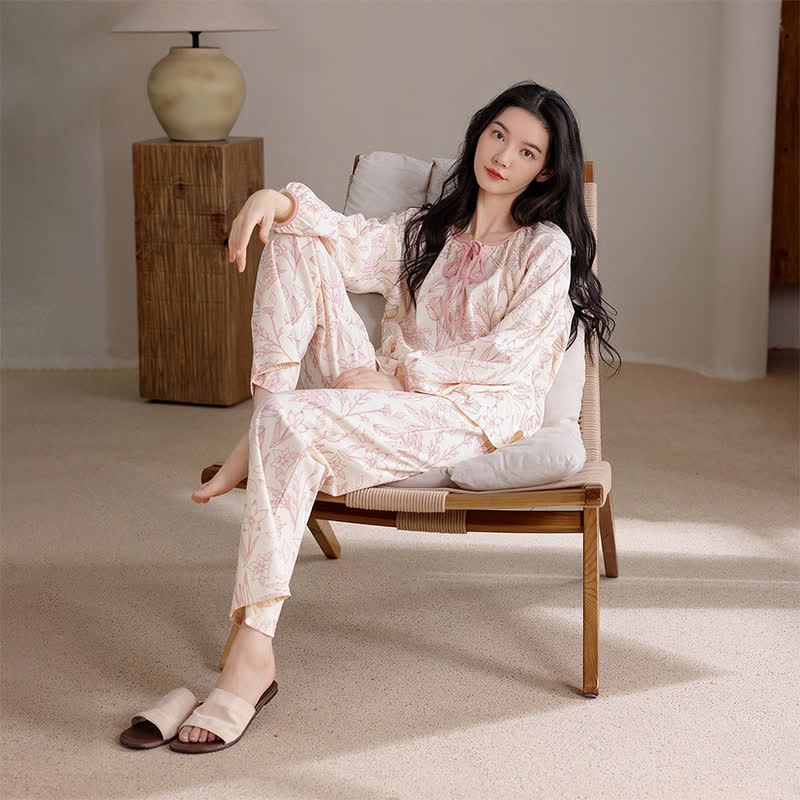 Ownkoti Elegant Floral Cotton Round-neck Pajama Set - image 1