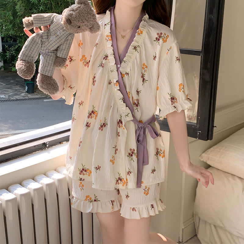 Ownkoti Rustic Berry Ruffle Sleeve Pajama Set - image 1