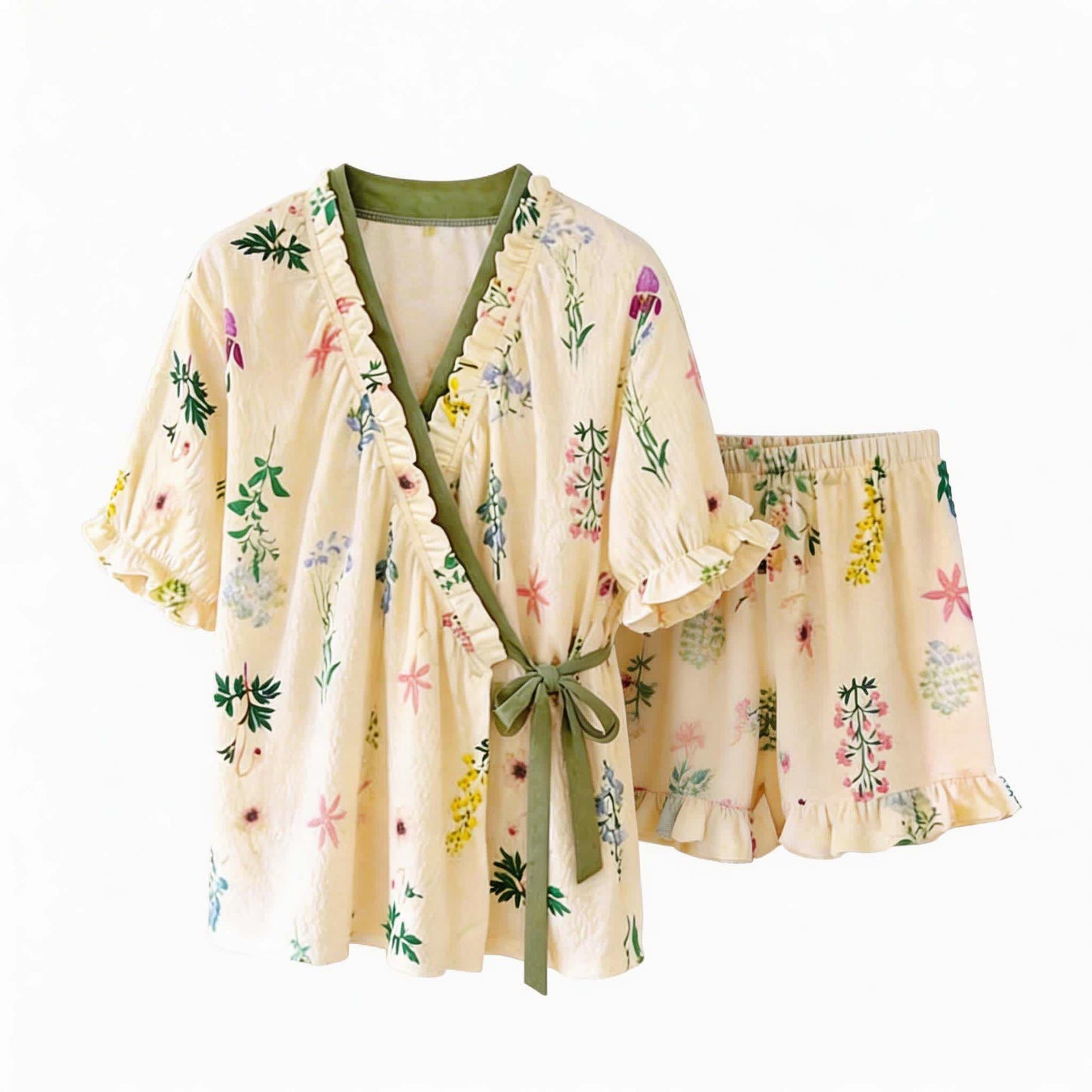 Ownkoti Hydrangea Botanical Ruffle Sleeve Pajamas - image 5