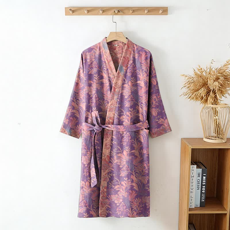 Ownkoti Botanical Lavender Cotton Double Gauze Robe - image 2