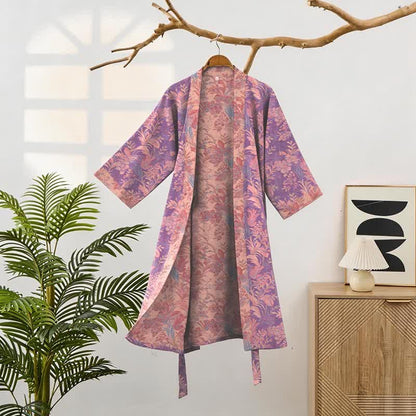 Ownkoti Botanical Lavender Cotton Double Gauze Robe - image 1