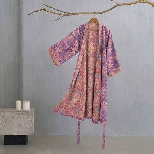 Ownkoti Botanical Lavender Cotton Double Gauze Robe - Purple - XL - image 0