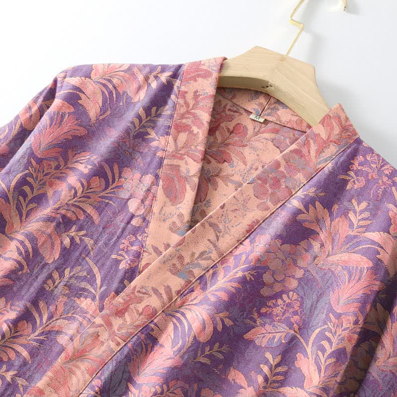 Ownkoti Botanical Lavender Cotton Double Gauze Robe - image 4
