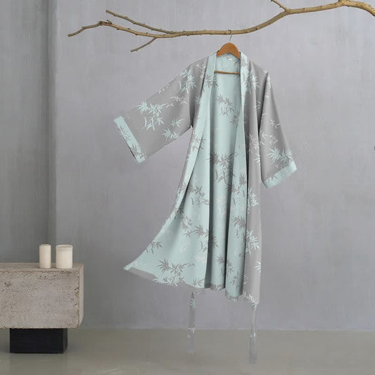 Ownkoti Elegant Bamboo Cotton Double Gauze Robe - Gray - XL - image 0