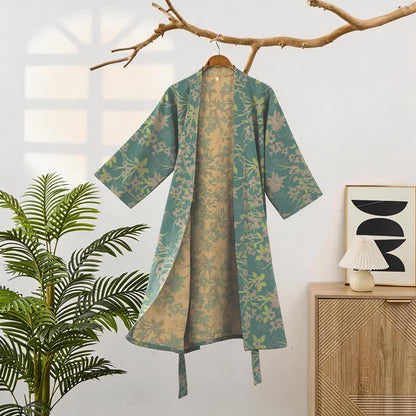 Ownkoti Vintage Rustic Floral Cotton Jacquard Robe - image 8