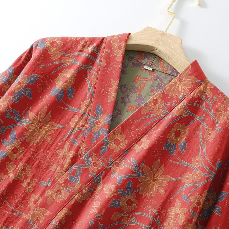 Ownkoti Vintage Rustic Floral Cotton Jacquard Robe - image 4