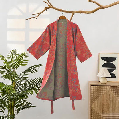 Ownkoti Vintage Rustic Floral Cotton Jacquard Robe - image 1