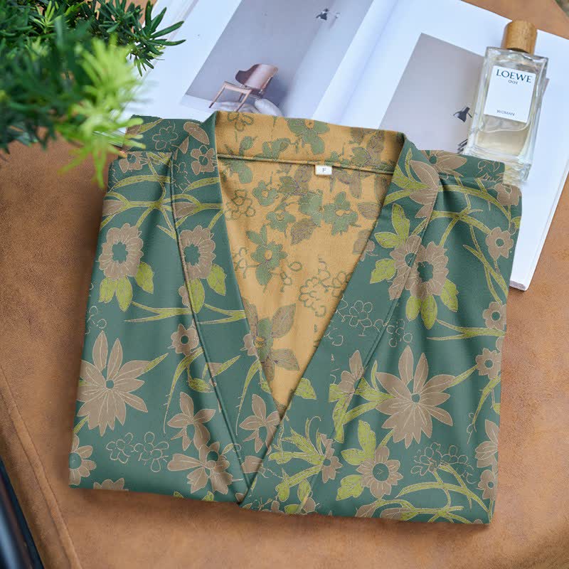 Ownkoti Vintage Rustic Floral Cotton Jacquard Robe - image 10