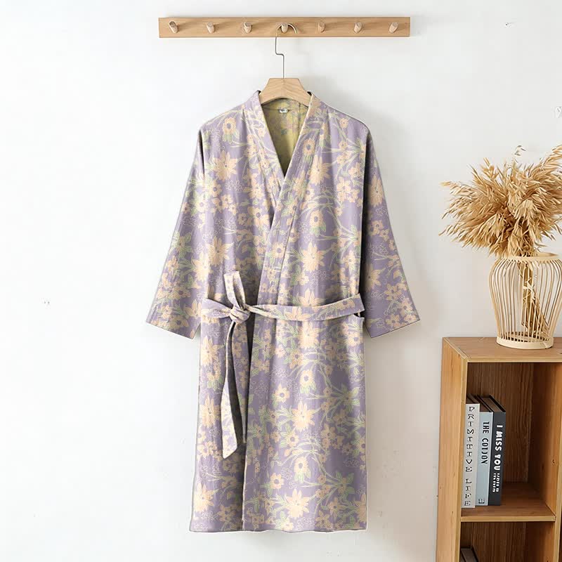 Ownkoti Vintage Rustic Floral Cotton Jacquard Robe - image 16