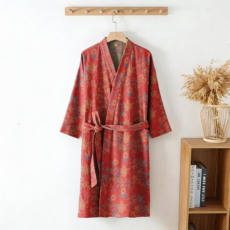 Ownkoti Vintage Rustic Floral Cotton Jacquard Robe - image 2