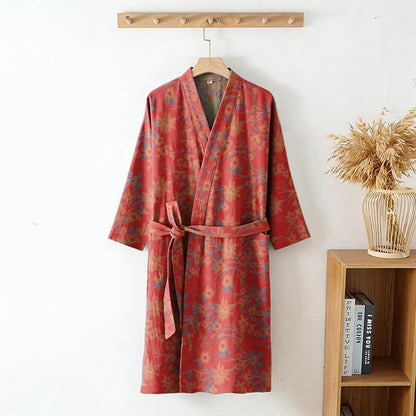Ownkoti Vintage Rustic Floral Cotton Jacquard Robe - image 2