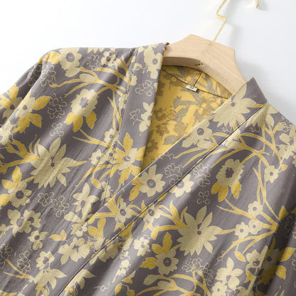 Ownkoti Vintage Rustic Floral Cotton Jacquard Robe - image 25