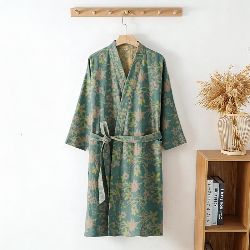 Ownkoti Vintage Rustic Floral Cotton Jacquard Robe - image 9