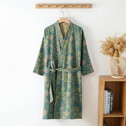 Ownkoti Vintage Rustic Floral Cotton Jacquard Robe - image 9