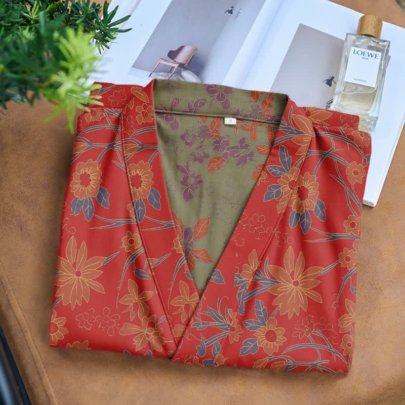 Ownkoti Vintage Rustic Floral Cotton Jacquard Robe - image 3