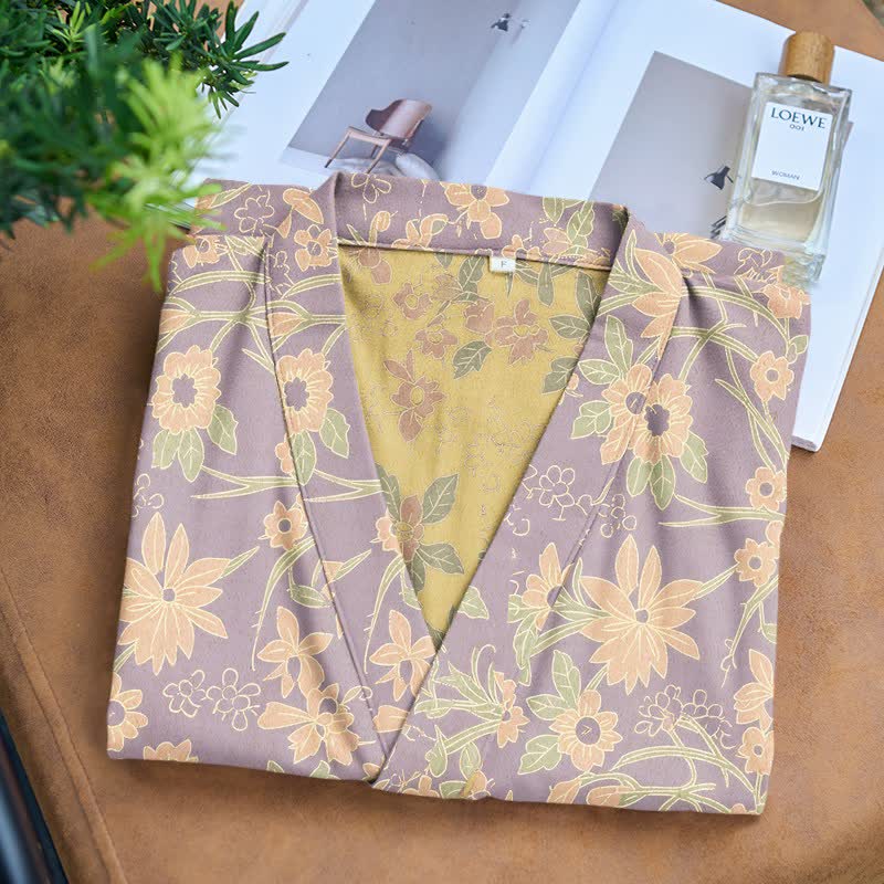 Ownkoti Vintage Rustic Floral Cotton Jacquard Robe - image 17
