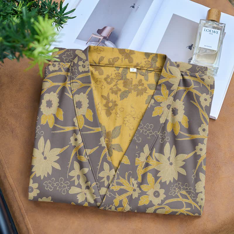 Ownkoti Vintage Rustic Floral Cotton Jacquard Robe - image 24