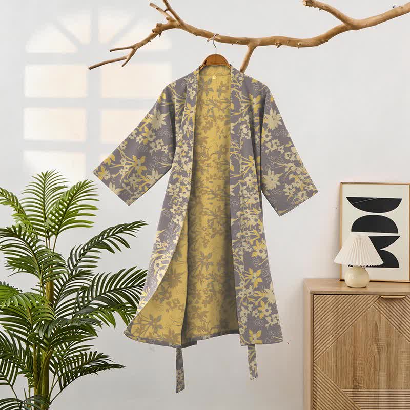 Ownkoti Vintage Rustic Floral Cotton Jacquard Robe - image 22