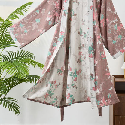 Ownkoti Vintage Floral Cotton Gauze Kimono Robe - image 3