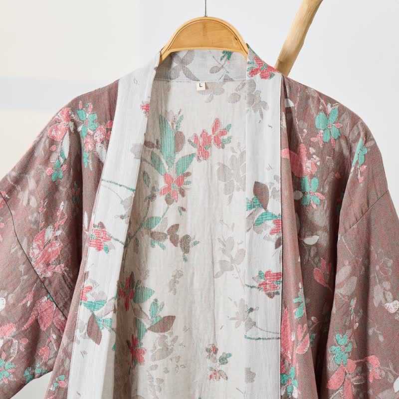 Ownkoti Vintage Floral Cotton Gauze Kimono Robe - image 2