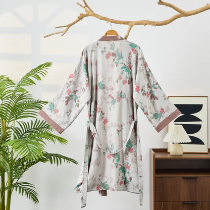 Ownkoti Vintage Floral Cotton Gauze Kimono Robe - image 8