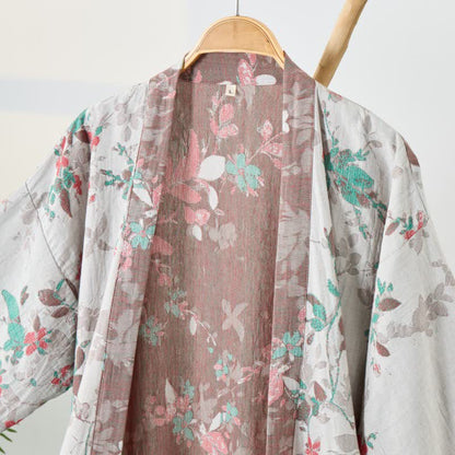 Ownkoti Vintage Floral Cotton Gauze Kimono Robe - image 9