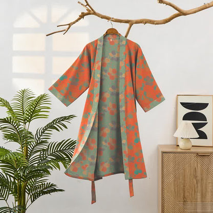Ownkoti Artistic Floral Cotton Gauze Kimono Robe - image 1