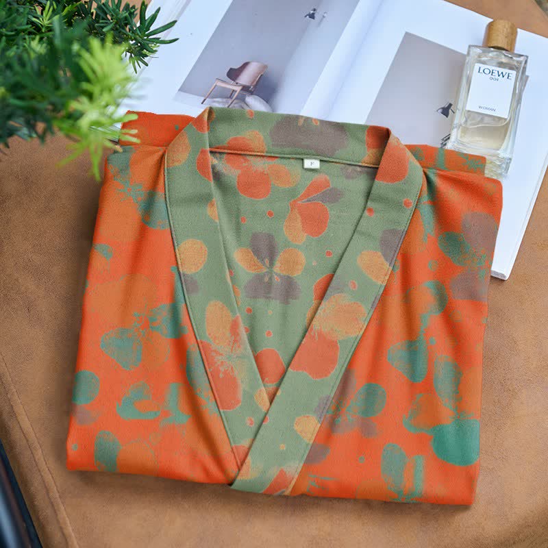 Ownkoti Artistic Floral Cotton Gauze Kimono Robe - image 3