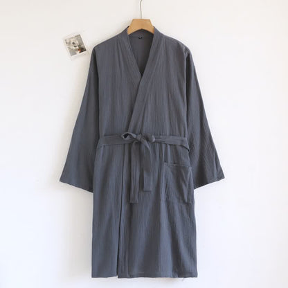 Ownkoti His and Hers Minimalist Cotton Robe - Men: Dark Gray - L - image 13