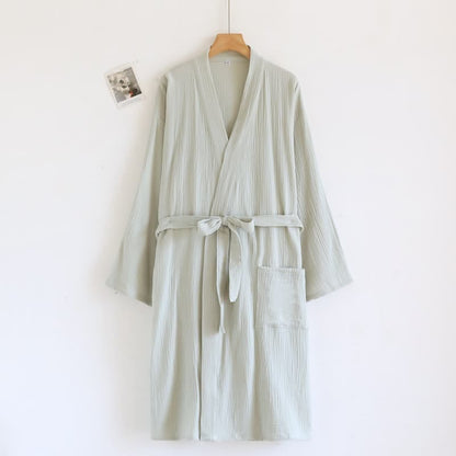 Ownkoti His and Hers Minimalist Cotton Robe - Women: Green - L - image 12