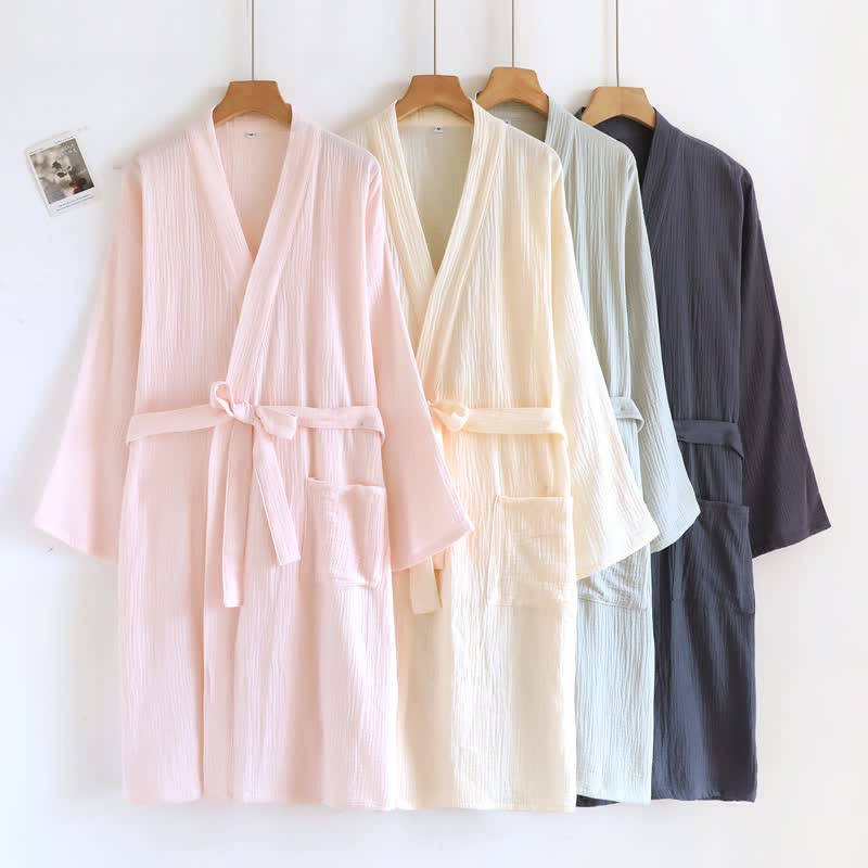 Ownkoti His and Hers Minimalist Cotton Robe - image 1