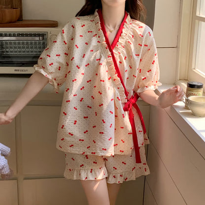 Ownkoti Cherry Polka Dot Ruffle Sleeve Pajamas - image 1