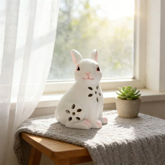 Ownkoti Solar-Powered Hollow Bunny Garden Decor - White - image 0