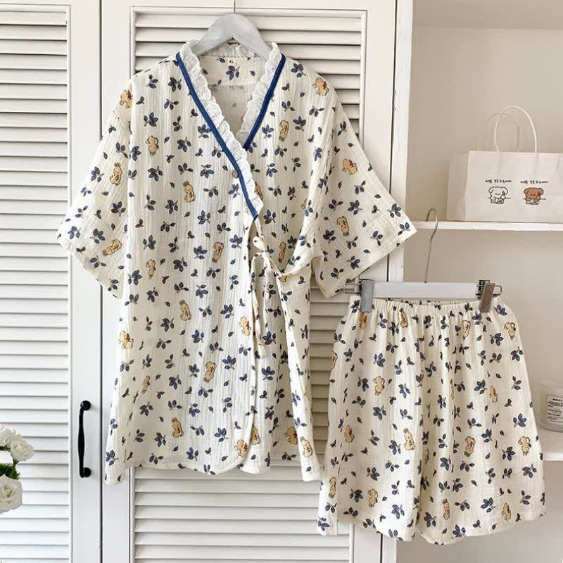 Ownkoti Refresh Floral Bunny Kimono Cotton Pajama Set - image 0