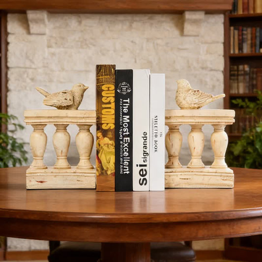 Ownkoti Resin Bird on Railing Bookend Decor - Cream-coloured - image 0