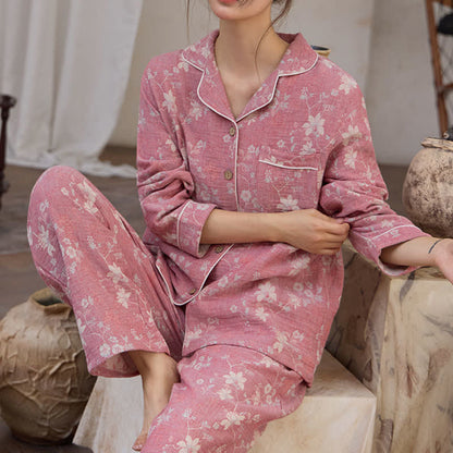 Ownkoti Vintage Floral Jacquard Cotton Linen Pajamas - image 4