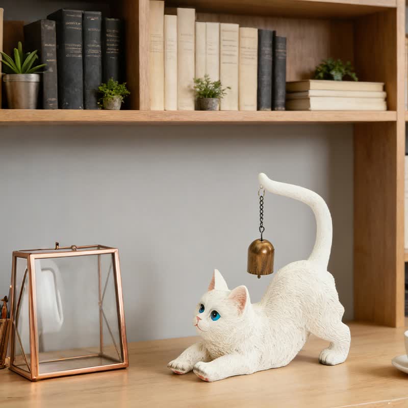 Ownkoti Cat Tail Bell Figurine Decor - White - image 16