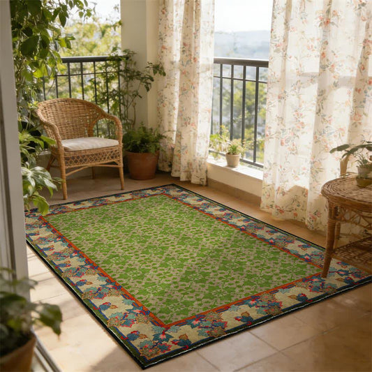 Ownkoti Rustic Country Botanical Non-Slip Area Rug - 95" x 119" - image 0