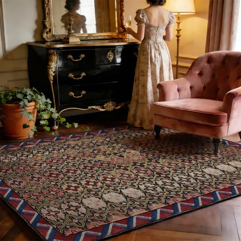 Ownkoti Vintage Persian Geometric Non-Slip Area Rug - 95" x 119" - image 0