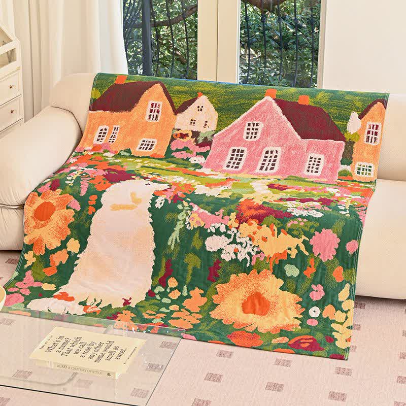 Ownkoti Charming Spring Village Cotton Blanket - 59" W × 78"L - image 0