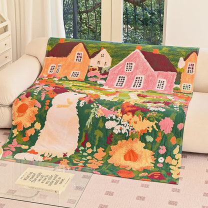 Ownkoti Charming Spring Village Cotton Blanket - 59" W × 78"L - image 0